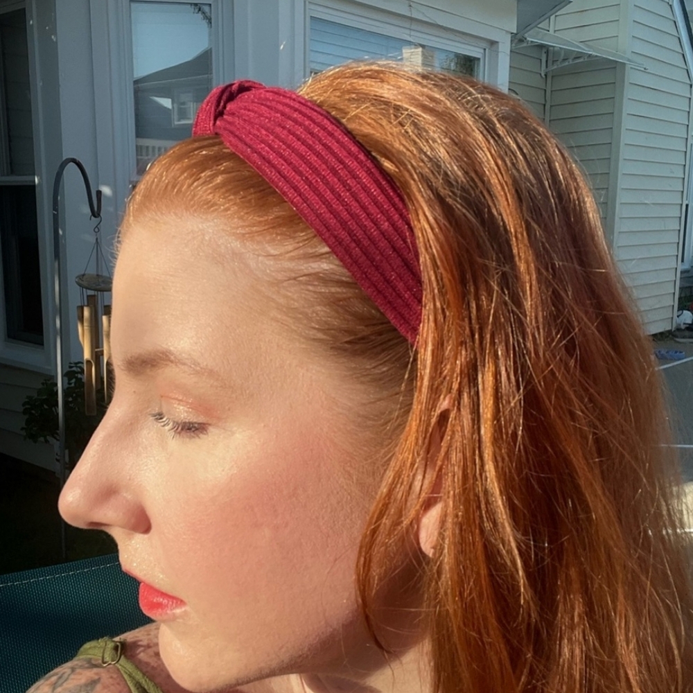 SALE Jersey Knit Casual Top Knot Headband Sangria - Picture 4 of 4